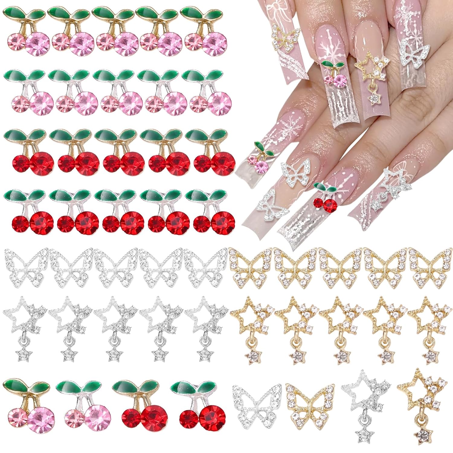 40 Pcs Alloy Nail Gems Charms, - Nail Art Valentines Day ulasan dan harga