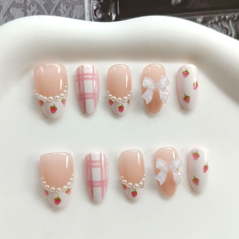 10Pcs Women French Style 3D St - Nail Art Press On ulasan dan harga