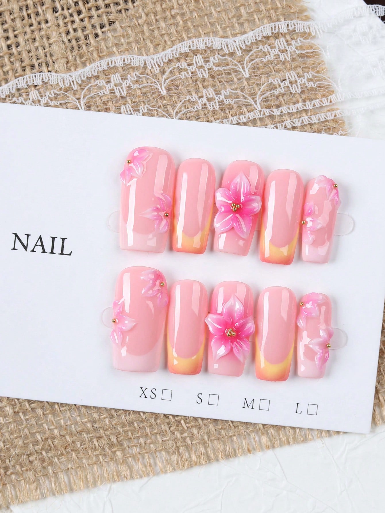 10 Pieces of Medium-Length Rec - Nail Art Orange ulasan dan harga