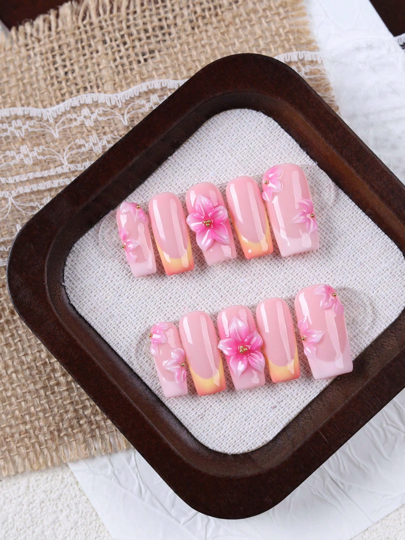 10 Pieces of Medium-Length Rec - Nail Art Orange ulasan dan harga