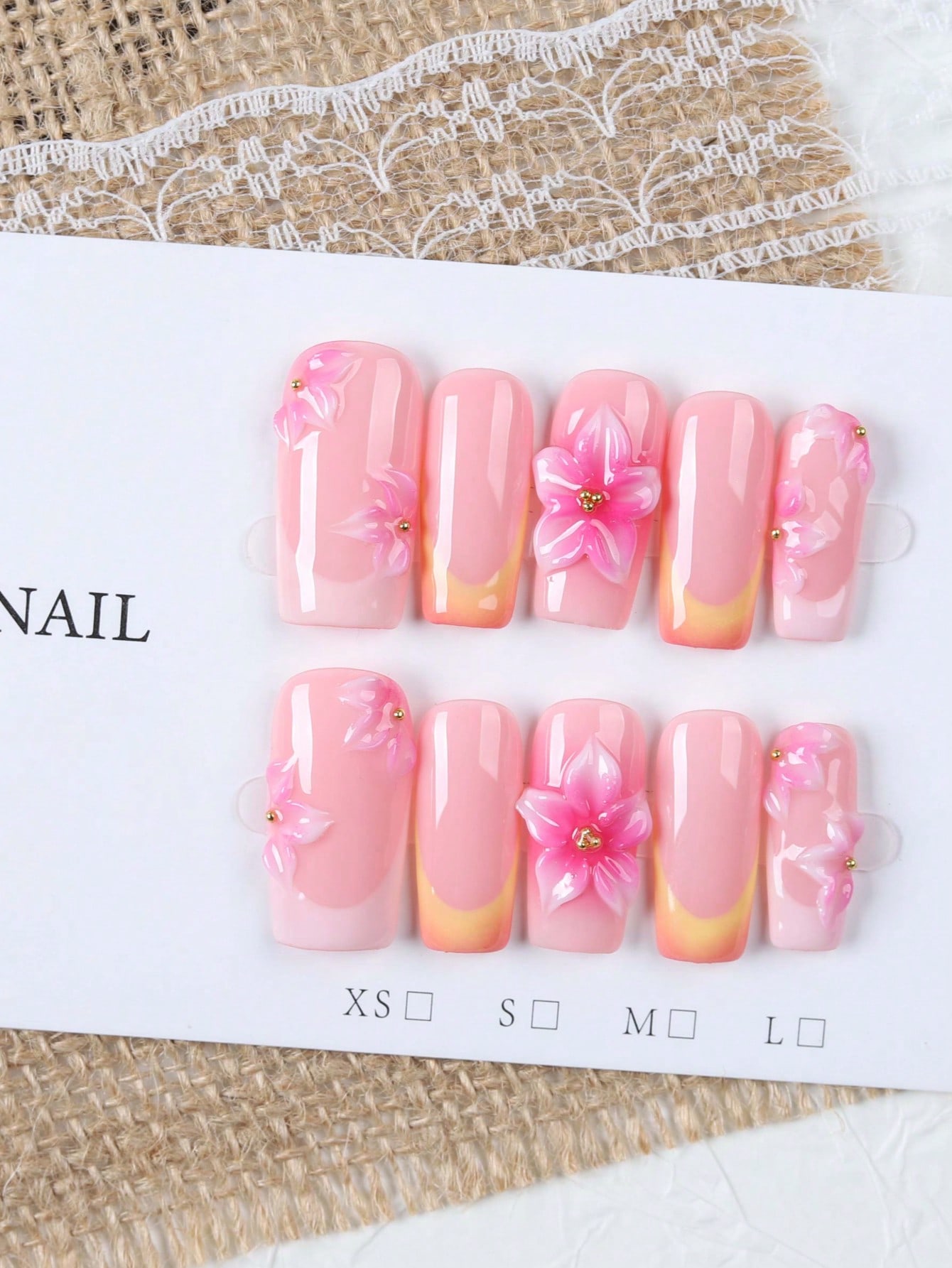 10 Pieces of Medium-Length Rec - Nail Art Orange ulasan dan harga